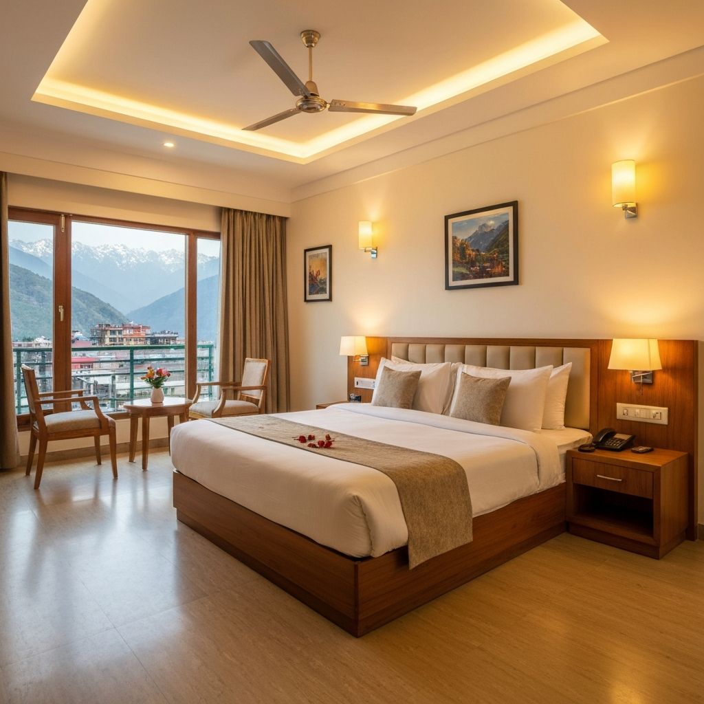 Vaishnodevi Sarovar Portico superior room with comfortable queen bed
